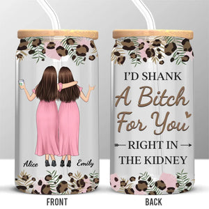 True Friends Are Always Together In Spirit - Bestie Personalized Custom Glass Cup, Iced Coffee Cup - Gift For Best Friends, BFF, Sisters