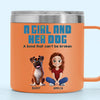 A Girl And Her Dogs Share A Language That Doesn’t Need Words - Dog Personalized Custom 14oz Stainless Steel Tumbler With Handle - Gift For Pet Owners, Pet Lovers