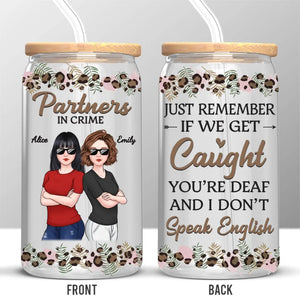 We Go Together Like Trouble And Fun - Bestie Personalized Custom Glass Cup, Iced Coffee Cup - Gift For Best Friends, BFF, Sisters