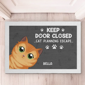 Keep Door Closed - Cat Personalized Custom Home Decor Decorative Mat - House Warming Gift For Pet Owners, Pet Lovers
