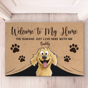 Welcome To Our Home, Beware Of Dog Kisses And Wagging Tails - Dog Personalized Custom Home Decor Decorative Mat - House Warming Gift For Pet Owners, Pet Lovers