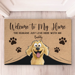 Welcome To Our Home, Beware Of Dog Kisses And Wagging Tails - Dog Personalized Custom Home Decor Decorative Mat - House Warming Gift For Pet Owners, Pet Lovers
