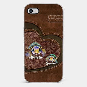 A Turtle Carries Its Home, Grandma Carries Generations Of Love - Family Personalized Custom Clear Phone Case - Gift For Mom, Grandma