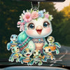 In Life’s Ocean, Mommy Is Our Turtle - Family Personalized Custom Car Ornament - Acrylic Custom Shaped - Gift For Mom, Grandma