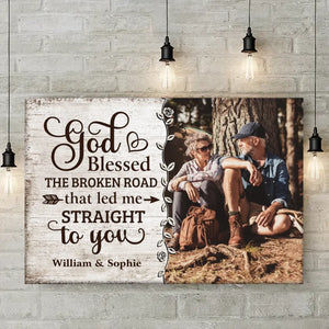 Custom Photo With You, I Am Home - Couple Personalized Custom Horizontal Canvas - Gift For Husband Wife, Anniversary