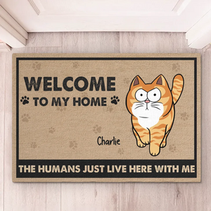 Owned By Us, Rented By Humans - Dog & Cat Personalized Custom Home Decor Decorative Mat - House Warming Gift For Pet Owners, Pet Lovers