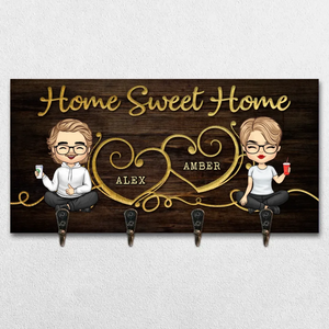 Home Is Where The Heart Is - Family Personalized Custom Home Decor Key Hanger, Key Holder - House Warming Gift For Family Members, Pet Owners, Pet Lovers