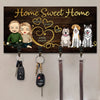 Fur, Love, And Family - Couple Personalized Custom Home Decor Key Hanger, Key Holder - House Warming Gift For Family Members, Husband Wife, Anniversary, Pet Owners, Pet Lovers