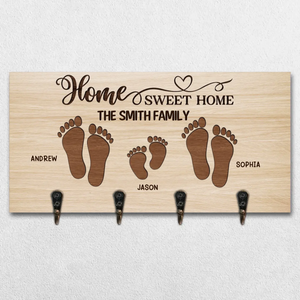 Home Sweet Home, This Is The Place To Find Happiness - Family Personalized Custom Home Decor Key Hanger, Key Holder - House Warming Gift For Family Members