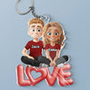 Love Is Sharing Your Popcorn - Couple Personalized Custom Shaped Acrylic Keychain - Gift For Husband Wife, Anniversary