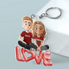 Love Is Sharing Your Popcorn - Couple Personalized Custom Shaped Acrylic Keychain - Gift For Husband Wife, Anniversary