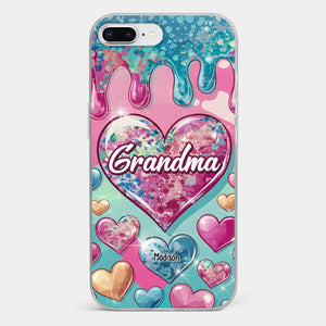 Le cœur d'une grand-mère contient un amour éternel - Coque de téléphone transparente personnalisée avec effet gonflé en 3D - Cadeau pour maman et grand-mère