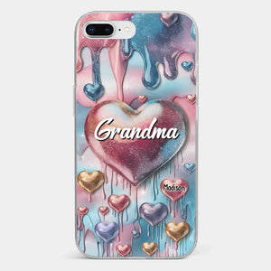 Coque de téléphone transparente personnalisée avec effet gonflé en 3D, « Pour toujours dans le cœur de grand-mère » – Cadeau pour maman et grand-mère