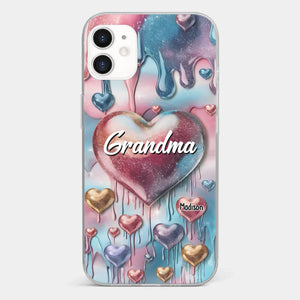 Coque de téléphone transparente personnalisée avec effet gonflé en 3D, « Pour toujours dans le cœur de grand-mère » – Cadeau pour maman et grand-mère