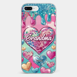 Le cœur d'une grand-mère contient un amour éternel - Coque de téléphone transparente personnalisée avec effet gonflé en 3D - Cadeau pour maman et grand-mère