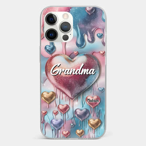 Coque de téléphone transparente personnalisée avec effet gonflé en 3D, « Pour toujours dans le cœur de grand-mère » – Cadeau pour maman et grand-mère