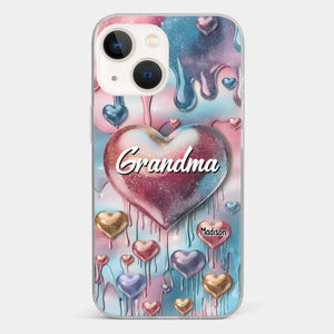 Coque de téléphone transparente personnalisée avec effet gonflé en 3D, « Pour toujours dans le cœur de grand-mère » – Cadeau pour maman et grand-mère