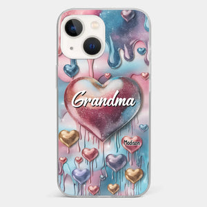 Coque de téléphone transparente personnalisée avec effet gonflé en 3D, « Pour toujours dans le cœur de grand-mère » – Cadeau pour maman et grand-mère