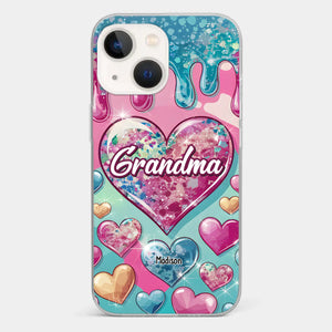Le cœur d'une grand-mère contient un amour éternel - Coque de téléphone transparente personnalisée avec effet gonflé en 3D - Cadeau pour maman et grand-mère