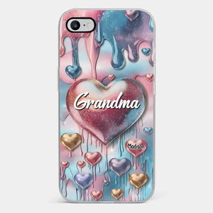 Coque de téléphone transparente personnalisée avec effet gonflé en 3D, « Pour toujours dans le cœur de grand-mère » – Cadeau pour maman et grand-mère