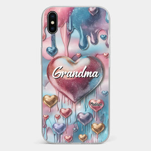 Coque de téléphone transparente personnalisée avec effet gonflé en 3D, « Pour toujours dans le cœur de grand-mère » – Cadeau pour maman et grand-mère