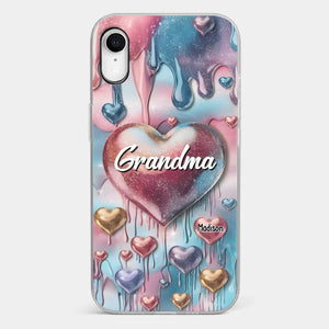 Coque de téléphone transparente personnalisée avec effet gonflé en 3D, « Pour toujours dans le cœur de grand-mère » – Cadeau pour maman et grand-mère