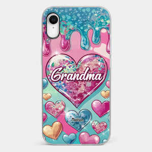 Le cœur d'une grand-mère contient un amour éternel - Coque de téléphone transparente personnalisée avec effet gonflé en 3D - Cadeau pour maman et grand-mère