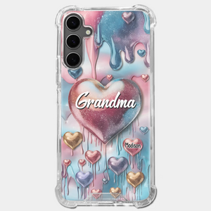 Coque de téléphone transparente personnalisée avec effet gonflé en 3D, « Pour toujours dans le cœur de grand-mère » – Cadeau pour maman et grand-mère