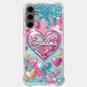 Le cœur d'une grand-mère contient un amour éternel - Coque de téléphone transparente personnalisée avec effet gonflé en 3D - Cadeau pour maman et grand-mère