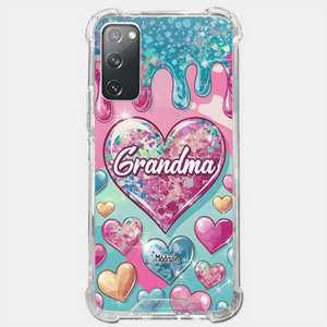 Le cœur d'une grand-mère contient un amour éternel - Coque de téléphone transparente personnalisée avec effet gonflé en 3D - Cadeau pour maman et grand-mère