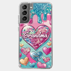 Le cœur d'une grand-mère contient un amour éternel - Coque de téléphone transparente personnalisée avec effet gonflé en 3D - Cadeau pour maman et grand-mère