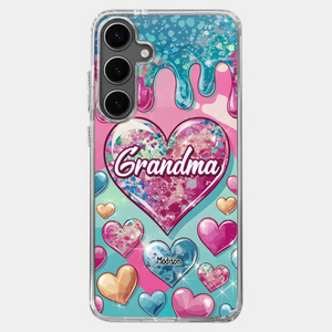 Le cœur d'une grand-mère contient un amour éternel - Coque de téléphone transparente personnalisée avec effet gonflé en 3D - Cadeau pour maman et grand-mère