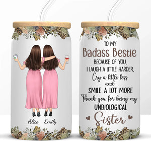 Laughter Shared, Memories Made - Bestie Personalized Custom Glass Cup, Iced Coffee Cup - Gift For Best Friends, BFF, Sister