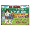 Here Lives A Plant Lover And Her Precious Little Dog - Dog Personalized Custom Home Decor Metal Sign - House Warming Gift For Pet Owners, Pet Lovers