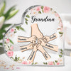 Her Hands May Be Small, But They Hold A World Of Love - Family Personalized Custom Heart Shaped Acrylic Plaque - Gift For Mom, Grandma