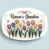Grandma Makes Life Bloom With Love - Family Personalized Custom Platter - Gift For Mom, Grandma