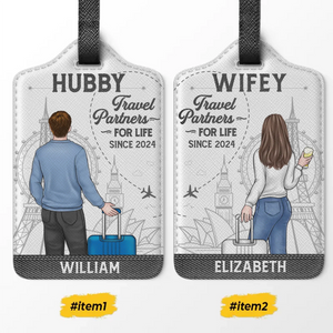 Exploring The World, Hand In Hand - Travel Personalized Custom Combo 2 Luggage Tags - Holiday Vacation Gift For Adventure Travel Lovers, Husband Wife, Anniversary