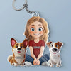 Paws, Love, And Forever Together - Dog Personalized Custom Shaped Acrylic Keychain - Gift For Pet Owners, Pet Lovers