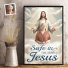 Custom Photo Safe In His Arms, Cherished In My Soul - Memorial Personalized Custom Vertical Poster - Sympathy Gift For Family Members