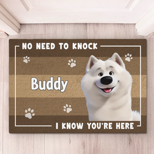 No Need To Knock, The Dog Already Alerted Me - Dog Personalized Custom Home Decor Decorative Mat - House Warming Gift For Pet Owners, Pet Lovers
