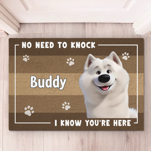 No Need To Knock, The Dog Already Alerted Me - Dog Personalized Custom Home Decor Decorative Mat - House Warming Gift For Pet Owners, Pet Lovers