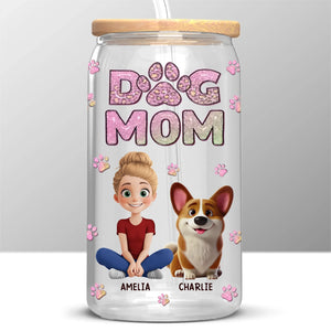 Fur Mama And Loving It - Dog & Cat Personalized Custom Glass Cup, Iced Coffee Cup - Gift For Pet Owners, Pet Lovers