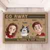 Go Away, Unless You Have Treats For The Boss - Couple Personalized Custom Home Decor Decorative Mat - House Warming Gift For Husband Wife, Anniversary, Pet Owners, Pet Lovers