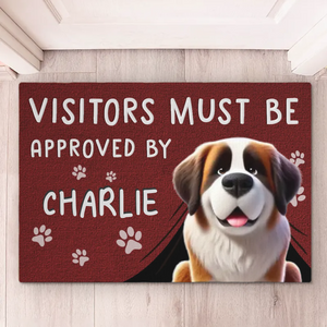 Visitors Must Be Approved By My Furever Friends - Dog Personalized Custom Home Decor Decorative Mat - House Warming Gift For Pet Owners, Pet Lovers