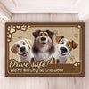 We're Waiting At The Front Door - Dog Personalized Custom Home Decor Decorative Mat - House Warming Gift For Pet Owners, Pet Lovers