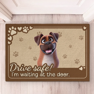 We're Waiting At The Front Door - Dog Personalized Custom Home Decor Decorative Mat - House Warming Gift For Pet Owners, Pet Lovers