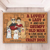 Fluff, Love & A Bit Of Grump - Couple Personalized Custom Home Decor Decorative Mat - House Warming Gift For Husband Wife, Anniversary, Pet Owners, Pet Lovers
