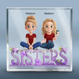 We Go Together Like Coffee And Donuts - Bestie Personalized Custom Square Shaped Acrylic Plaque - Gift For Best Friends, BFF, Sisters