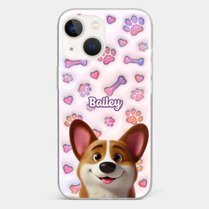 Tail Wagging Happiness - Dog Personalized Custom 3D Inflated Effect Printed Clear Phone Case - Gift For Pet Owners, Pet Lovers
