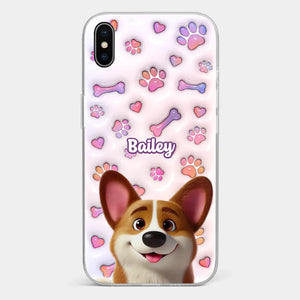 Tail Wagging Happiness - Dog Personalized Custom 3D Inflated Effect Printed Clear Phone Case - Gift For Pet Owners, Pet Lovers